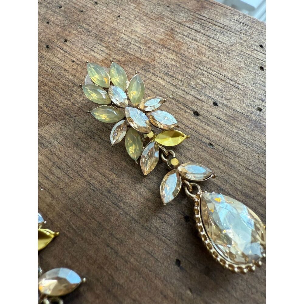 Unsigned Rhinestone Statement Earrings Canary Cha… - image 3